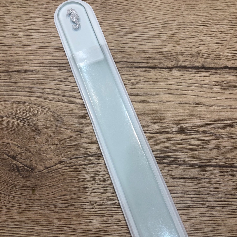 NEW Glass Nail File with Case  Glitter Seahorse